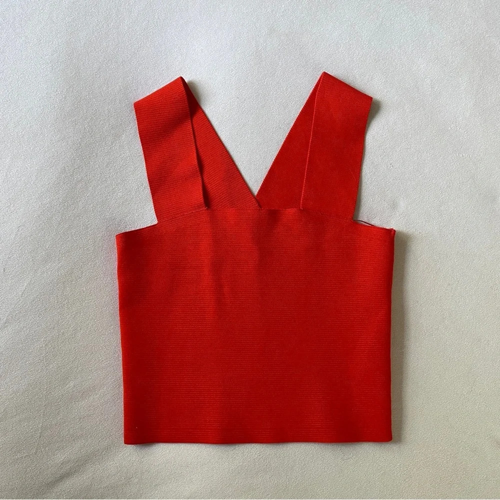 A.L.C. Ali Signature Red Iconic Stretch Crop Top Size XS - Picture 2 of 4